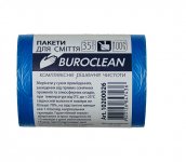 Пакети для сміття 35л100шт, 450*550мм, блакитні, 7мкм ПНТ (HDPE), BUROCLEAN ECO