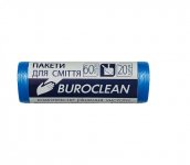 Пакети для сміття 60л20шт, 580*650мм, блакитні, 7мкм ПНТ (HDPE), BUROCLEAN ECO
