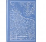 Книга записна у твердій обкладинці, серія Maps Amsterdam, Формат А4, 96 аркушів у клітинку. Колір: блакитний.